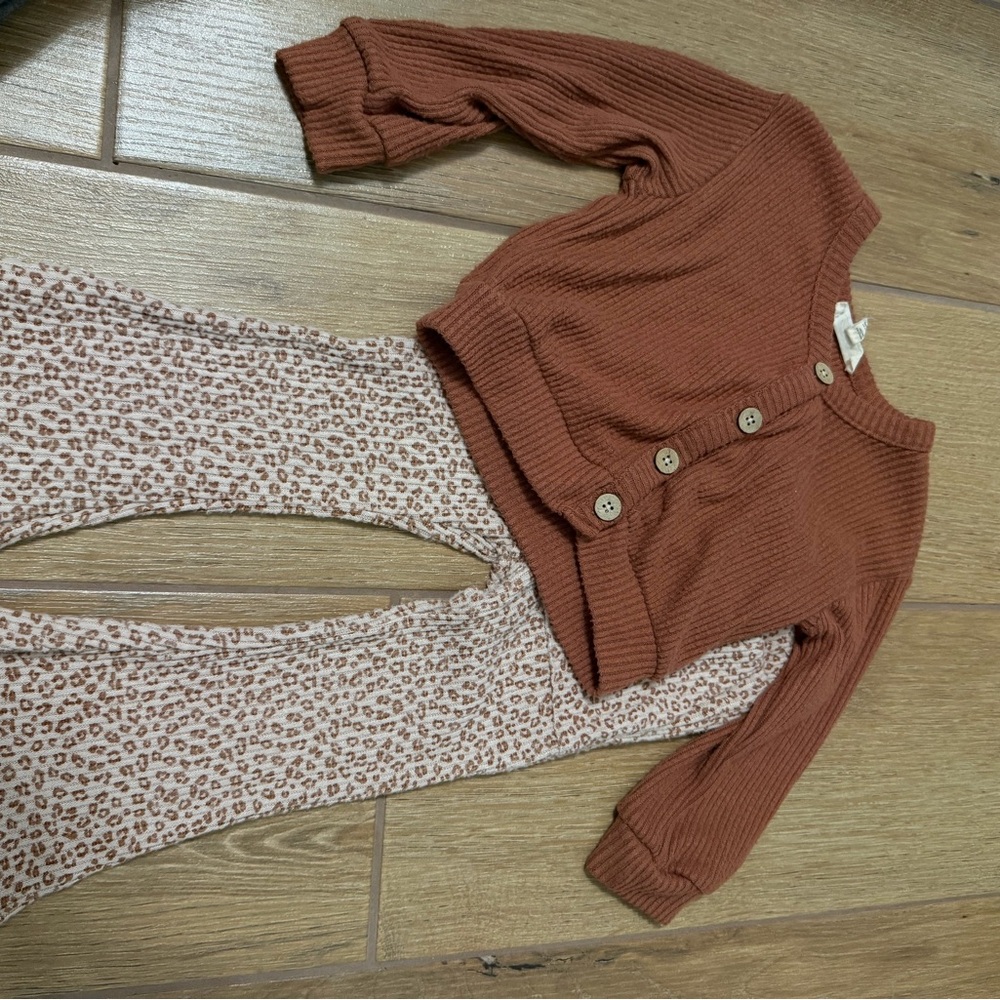 Jessica Simpson Rust Cardigan and Leopard Print Pants